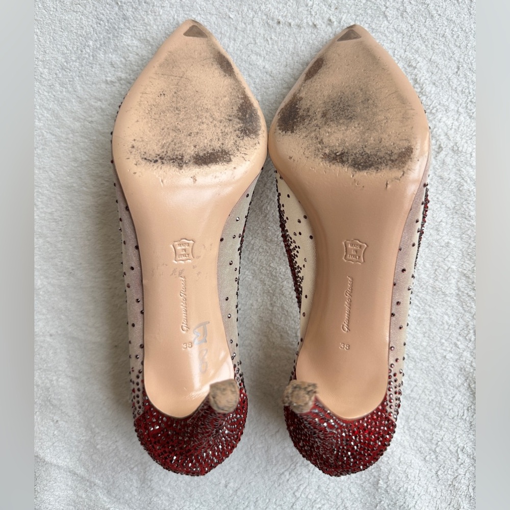 Gianvito‎ Rossi Rania 105 crystal-embellished pumps EU 38 US 8 red heels - Picture 8 of 14